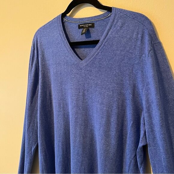 Banana Republic Men’s Blue Silk Linen Blend Long Sleeve Sweater Size Extra Large - Picture 4 of 5